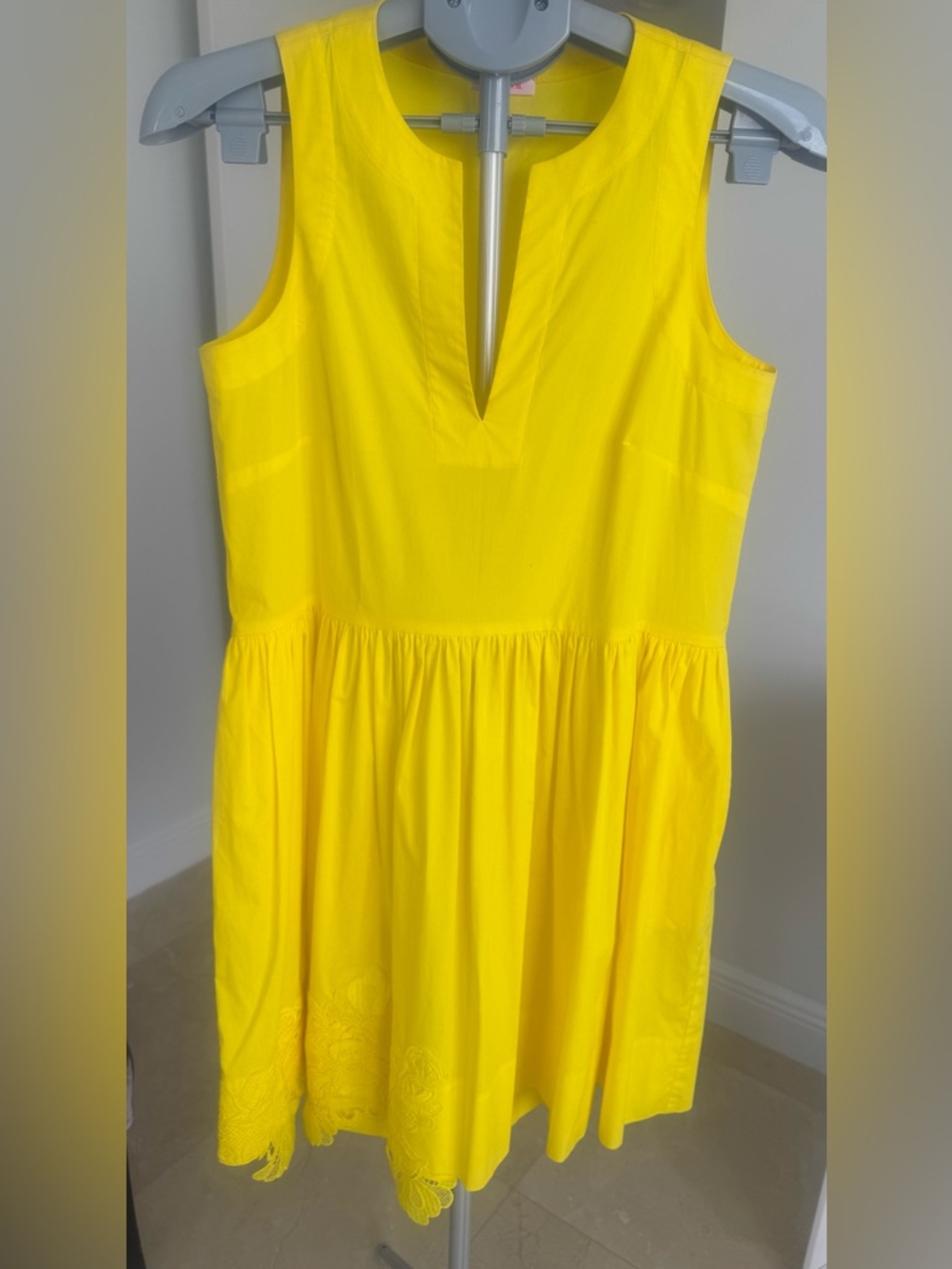 P.A.R.O.S.H.Sleeveless Yellow V-Neck Women's Fabulous mini dress, unique details